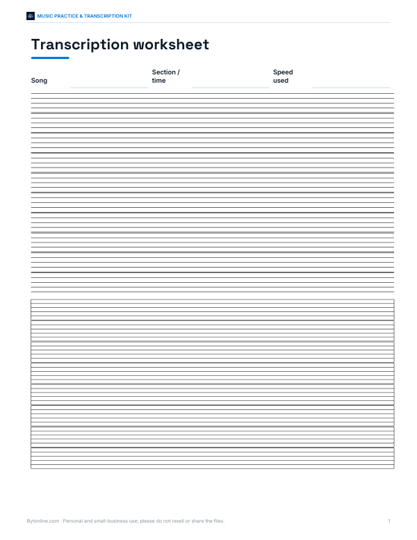 Preview of Printable Transcription Worksheet